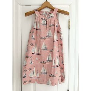 Sailboat Print Linen Halter Dress